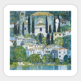 Gustav Klimt's Kirche in Cassone (1913) famous painting. Sticker